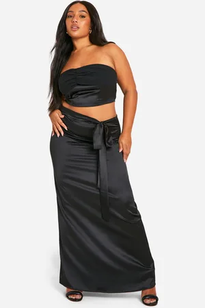Boohoo Plus Satijnen Maxi Rok