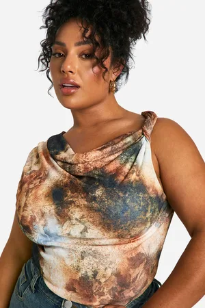 Boohoo Plus Abstracte Gedraaide Top Met Losse Col