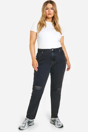Boohoo Plus Gescheurde Basic High Waist Mom Jeans