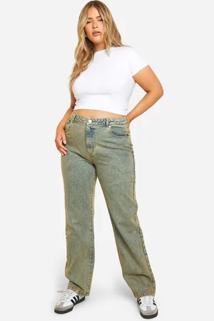Boohoo Plus Basic High Waist Jeans Met Rechte Pijpen