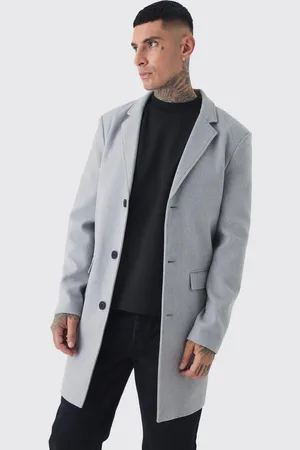 Boohoo Tall Wollen Overjas Met Enkele Rij Knopen
