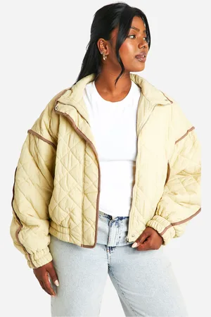 Boohoo Plus Gewatteerde Jas Met Contrasterende Stiksels