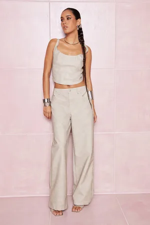 Boohoo Gebleekte Nepleren Wide Leg Broek