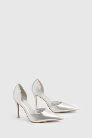 Boohoo Brede Nepleren Metallic Pumps Met Uitsnijding