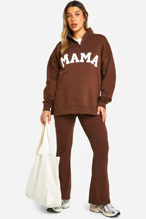 Boohoo Zwangerschap Mama Trui Met Korte Rits En Wijde Leggings