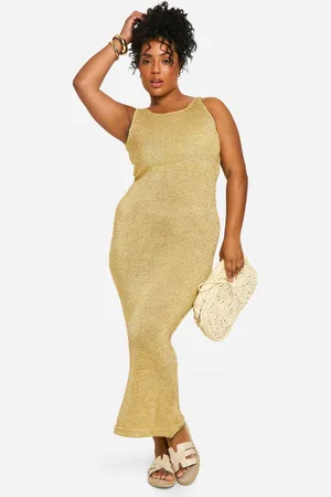 Boohoo Plus Gebreide Glitter Maxi Jurk