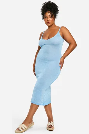 Boohoo Plus Gebreide Glitter Midaxi Jurk Met Open Rug