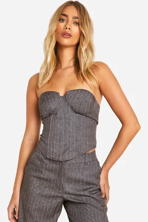 Boohoo Premium Korset Met Krijtstrepen En Hartvormige Hals