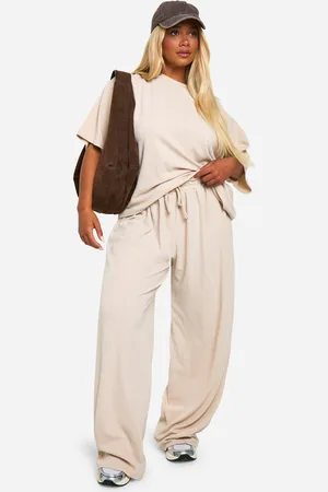 Boohoo Plus T-Shirt En Wide Leg Broek Set