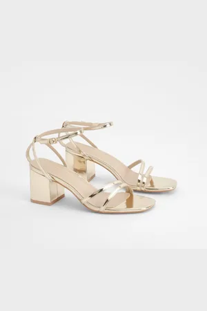 Boohoo Asymmetrische Lage Metallic Hakken Met Dunne Bandjes