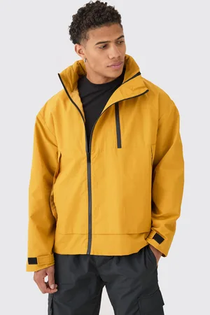 Boohoo Man Oversized Mosterdkleurige Nylon Windbreaker Met Label En Rits Detail
