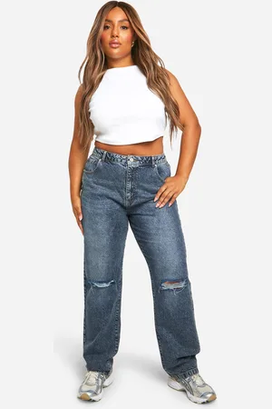 Boohoo Plus Basic High Waist Jeans Met Rechte Pijpen