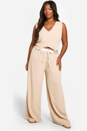 Boohoo Plus Gilet En Contrasterende Wide Leg Broek Set