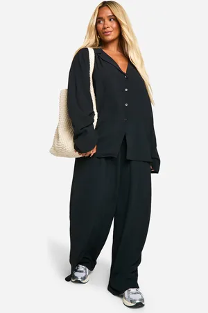 Boohoo Plus Oversized Geweven Blouse En Broek Set