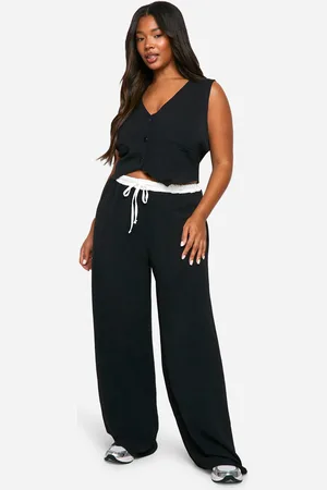 Boohoo Plus Gilet En Contrasterende Wide Leg Broek Set