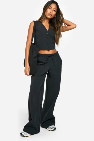 Boohoo Nylon Broek Met Ceintuur