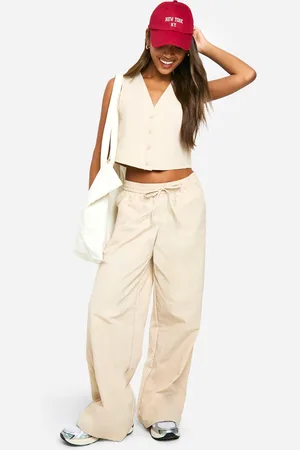 Boohoo Nylon Broek Met Ceintuur