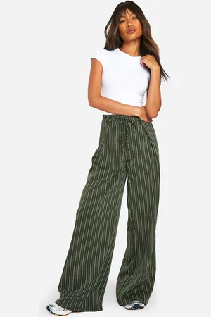 Boohoo Geplooide Wide Leg Broek Met Ceintuur