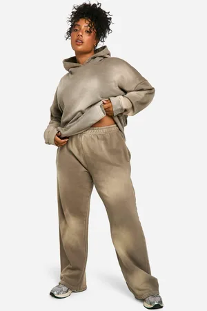 Boohoo Plus Sunbleach Wash Joggingbroek Met Rechte Pijpen