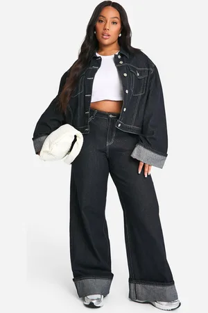 Boohoo Plus Jeans Met Omgeslagen Pijpen