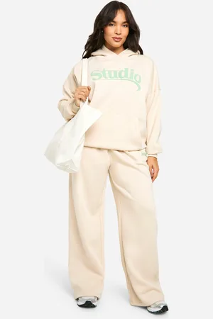 Boohoo Plus Studio Joggingbroek Met Tekst, Hoge Tailleband En Rechte Pijpen