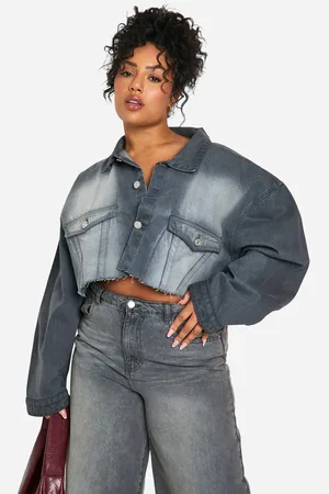 Boohoo Plus Gebleekte Long Line Spijkerjas