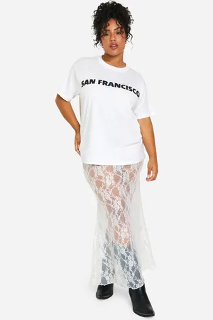 Boohoo Plus Kanten Maxi Rok