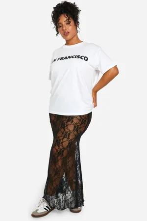 Boohoo Plus Kanten Maxi Rok