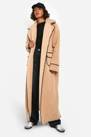 Boohoo Tall Long Line Teddy Jas Met Stiksels