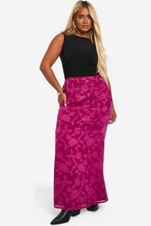 Boohoo Plus Burnout Bloemen Maxi Rok