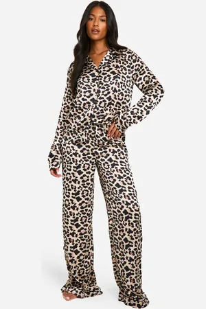 Boohoo Tall Satijnen Luipaardprint Pyjama Set Met Broek