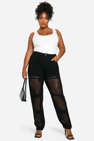 Boohoo Plus Jeans Met Rechte Pijpen, Pailletten En Insert