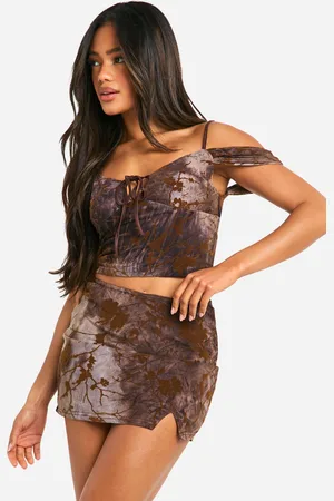 Boohoo Devore Bloemenprint Mini Rokje Met Split