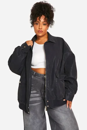 Boohoo Plus Oversized Nepleren Vintage Look Bomberjack
