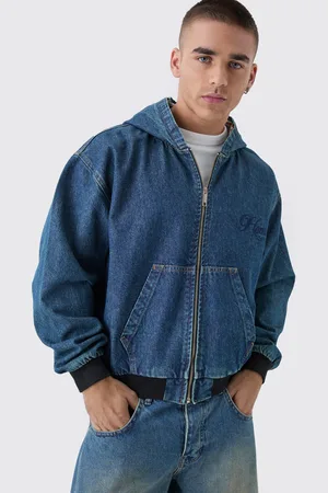 Boohoo Oversized Geborduurde Boxy Denim Hoodie