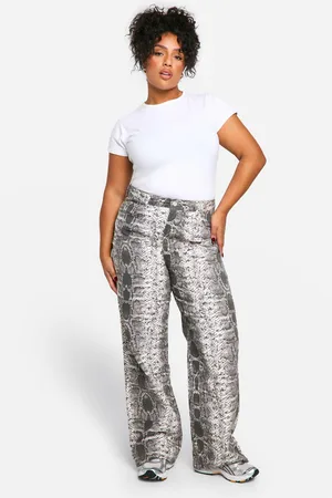 Boohoo Plus Slangenprint Wide Leg Jeans