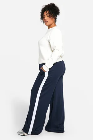 Boohoo Plus Tricot Joggingbroek Met Zijstreep En Rechte Pijpen