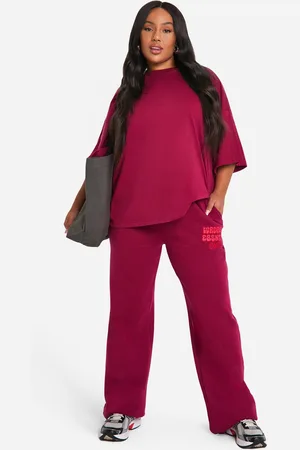 Boohoo Plus Wardrobe Essentials Bolletjes Joggingbroek Met Rechte Pijpen