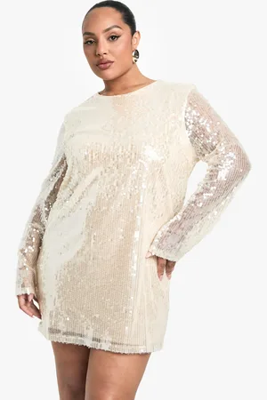 Boohoo Plus Loshangende Jurk Met Pailletten