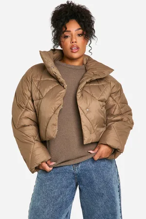 Boohoo Plus Gewatteerde Jas Met Stiksels