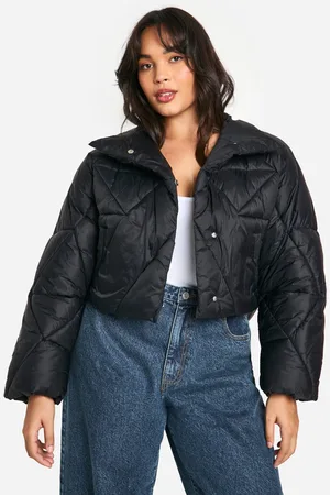 Boohoo Plus Gewatteerde Jas Met Stiksels