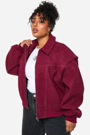 Boohoo Plus Wollen Jas Met Contrasterende Deken En Stiksels