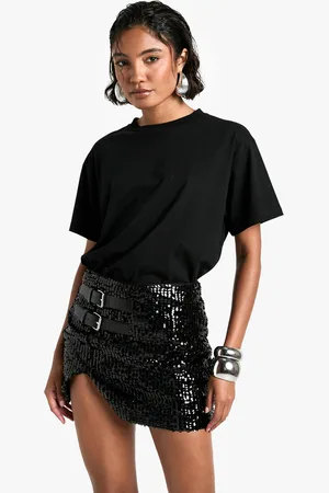 Boohoo Tall Mini Rokje Met Gesp Detail En Pailletten