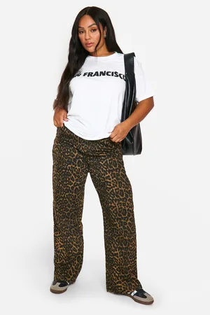 Boohoo Plus Stretch Leapord Jeans Met Rechte Pijpen