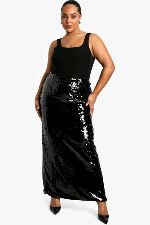 Boohoo Plus Premium Glitter Maxi Rok Met Pailletten