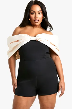 Boohoo Plus Romper Met Extreme Strik