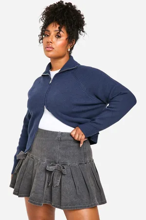 Boohoo Plus Geplooid Mini Mini Rokje Met Strik