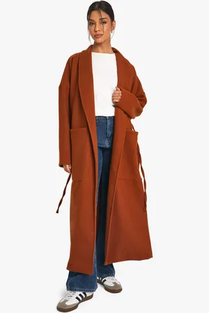 Boohoo Nepwollen Jas Met Ceintuur
