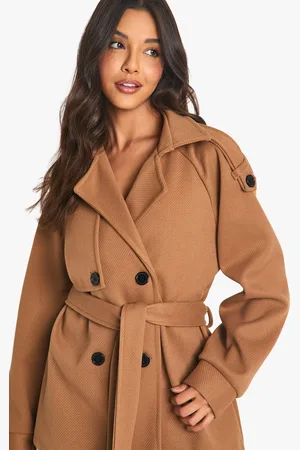 Boohoo Nepwollen Jas Met Ceintuur