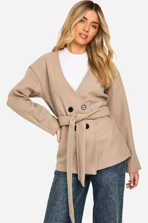 Boohoo Nepwollen Jas Met Ceintuur